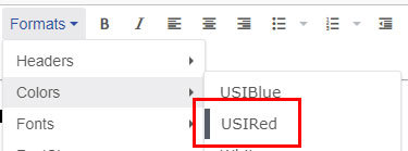 Formats Color Selected