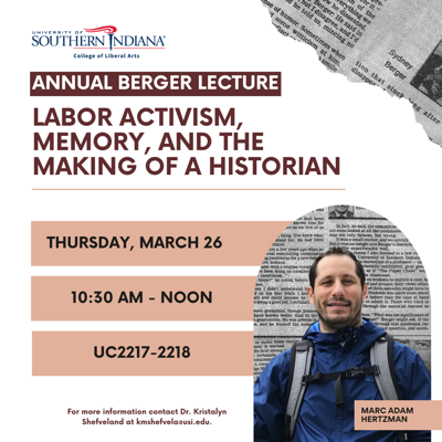 USI College of Liberal Arts welcomes Marc Adam Hertzman for Berger Lecture  