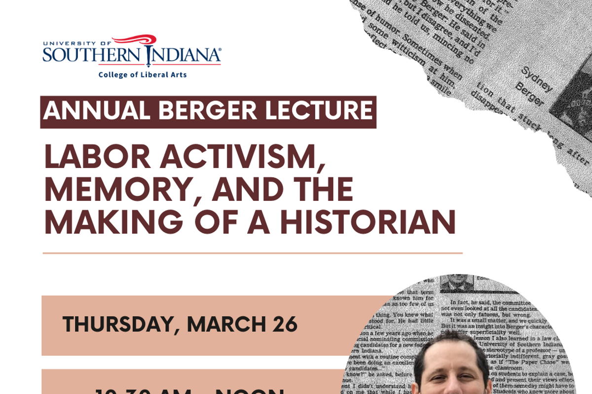 USI College of Liberal Arts welcomes Marc Adam Hertzman for Berger Lecture  