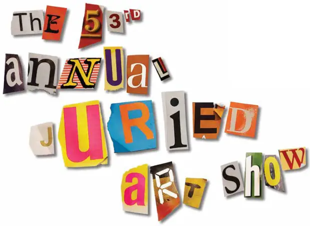 Image of cut-out letters spelling The 53rd Annual Juried Student Art Show