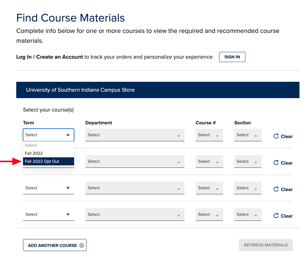 find course materials