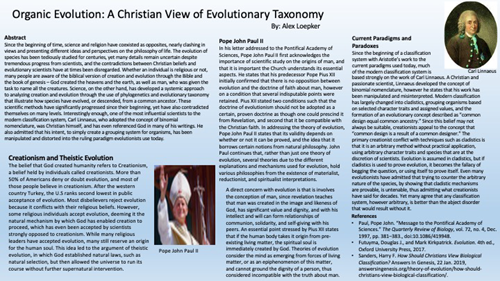 Organic Evolution: A Christian View of Evolutionary Taxonomy presentation poster