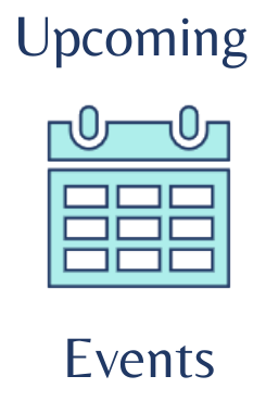 Blue Calendar Icon with the text upcoming events